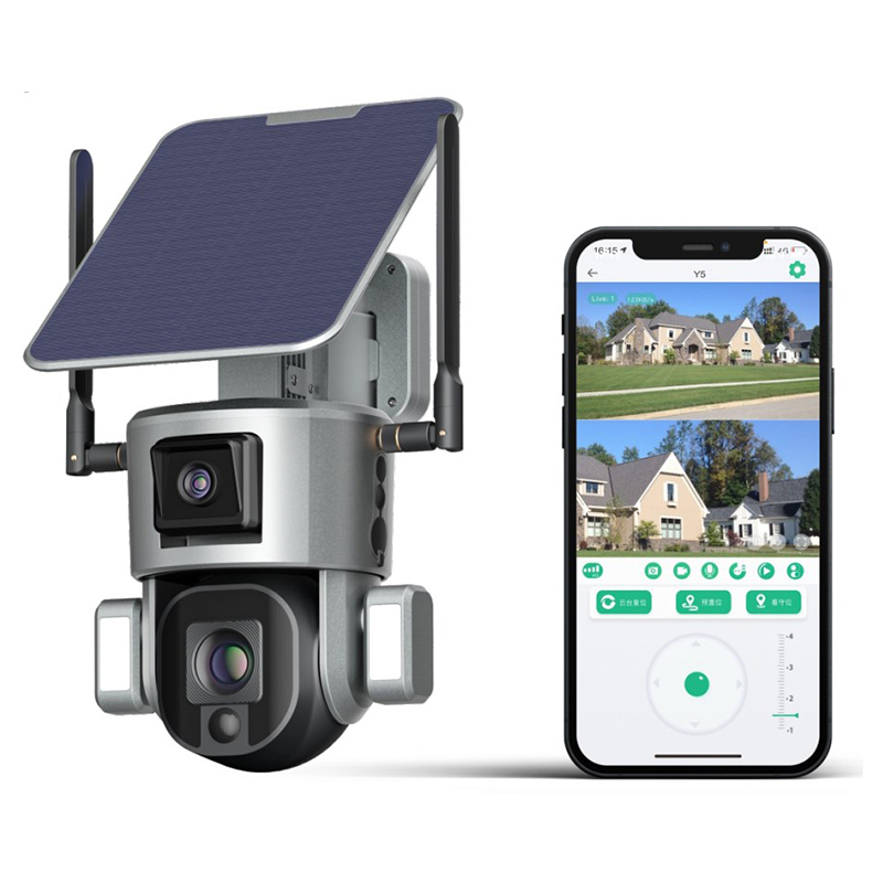 4G Dual Lens Cloud Storage PTZ Solar Power Motion Detection Camera 